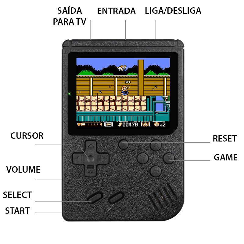 Mini Game Boy Retrô com 400 Jogos - Sup