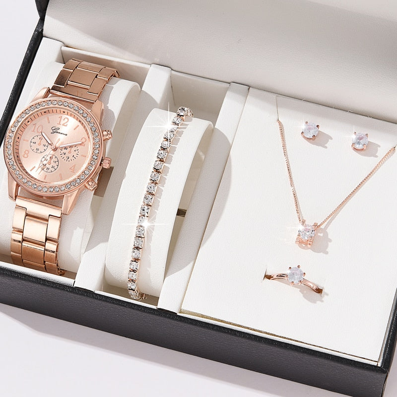 Relógio Feminino Luxo Geneva + Brindes Exclusivos