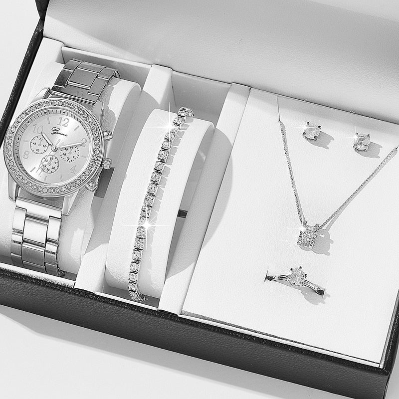 Relógio Feminino Luxo Geneva + Brindes Exclusivos